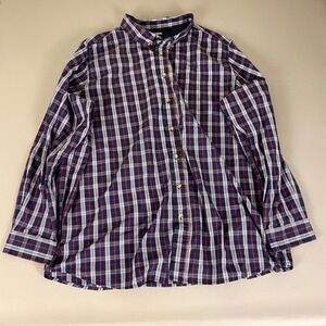 Kingsize Plaid Button Down Shirt Men's Size 3XL Tall Long Sleeve Blue‎ Red